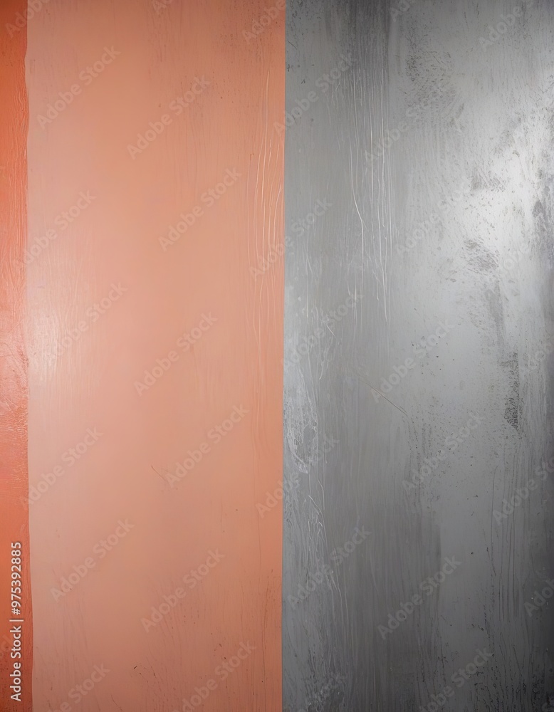 Poster a vertical strip of two different colored paint, with the left side being a light peach color and th