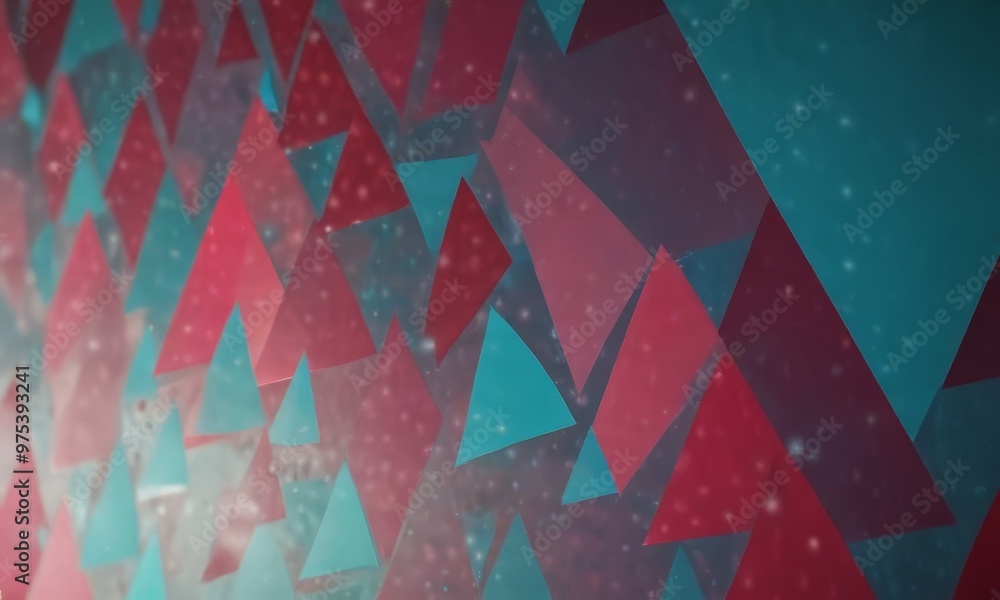 Aufkleber a vibrant abstract pattern composed of overlapping triangular shapes in various shades of red and bl