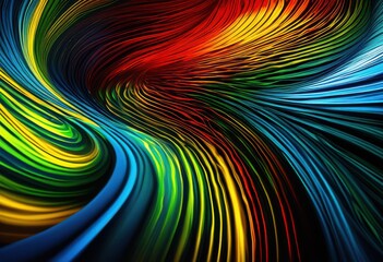 Naklejka premium captivating intricate visualization vibrant sound waves dynamic spectrum colors patterns, art, artwork, visuals, graphic, design, digital, colorful