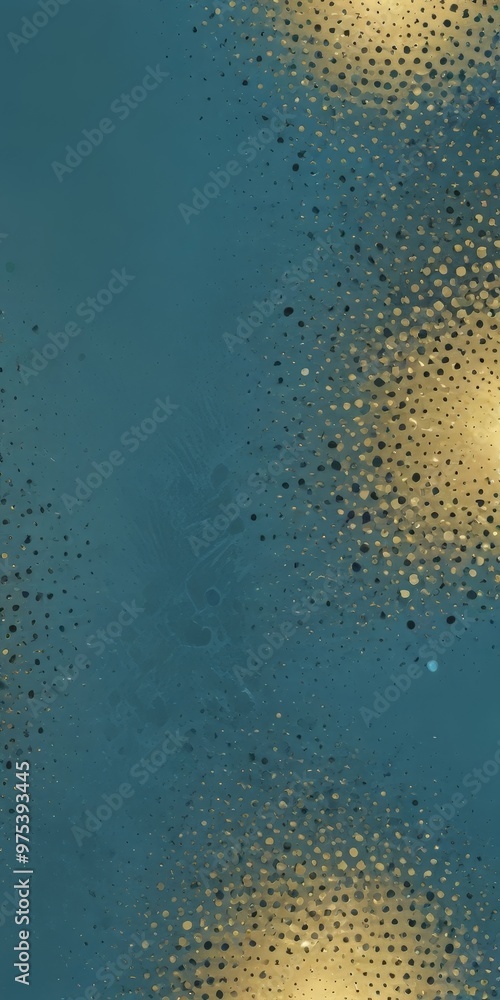 Poster a vibrant abstract pattern with a gradient of blue and gold. the blue section is adorned with small 