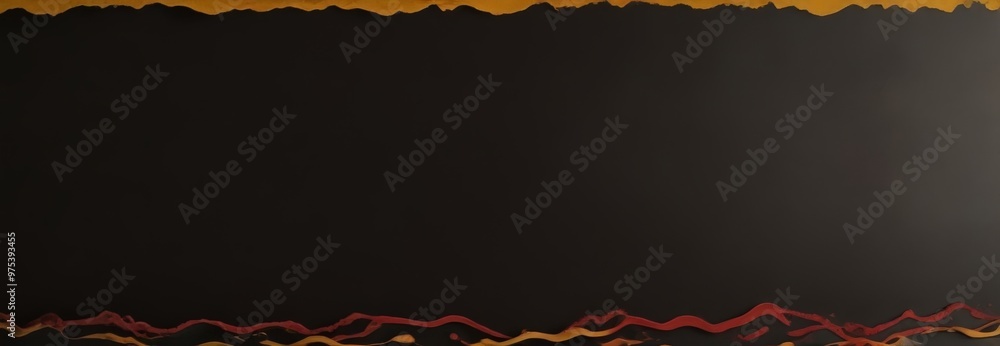 Poster a dark background with a vibrant border of red and orange lines running diagonally across the top an