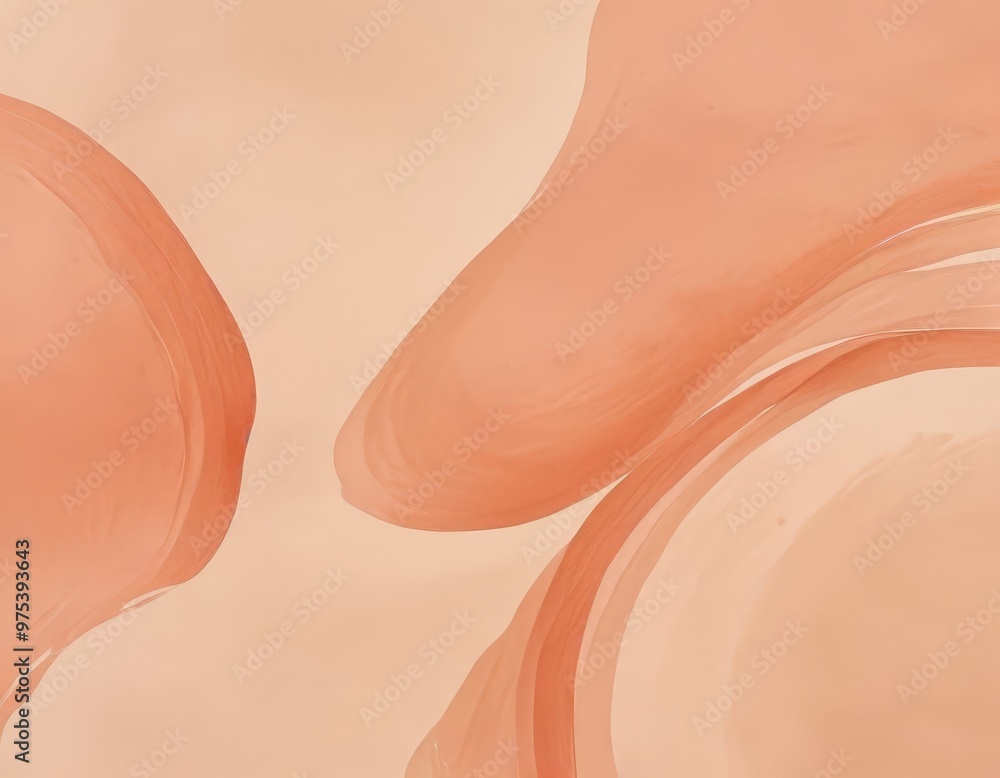 Poster Abstract image featuring overlapping curved lines in shades of peach and pink, creating a sense of movement and fluidity.