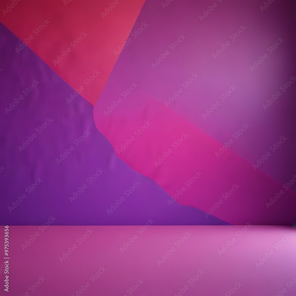 Poster a vibrant abstract composition of overlapping pink and purple shapes, creating a dynamic and visuall
