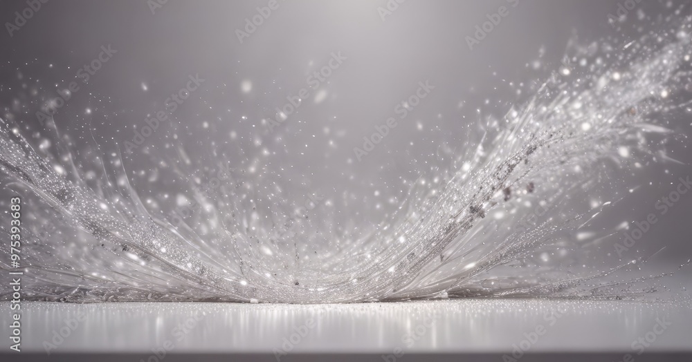 Poster a dynamic scene of snowflakes in motion, captured in a close-up view. the snowflakes, each unique in