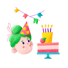 Girl blowing out candles on a birthday cake