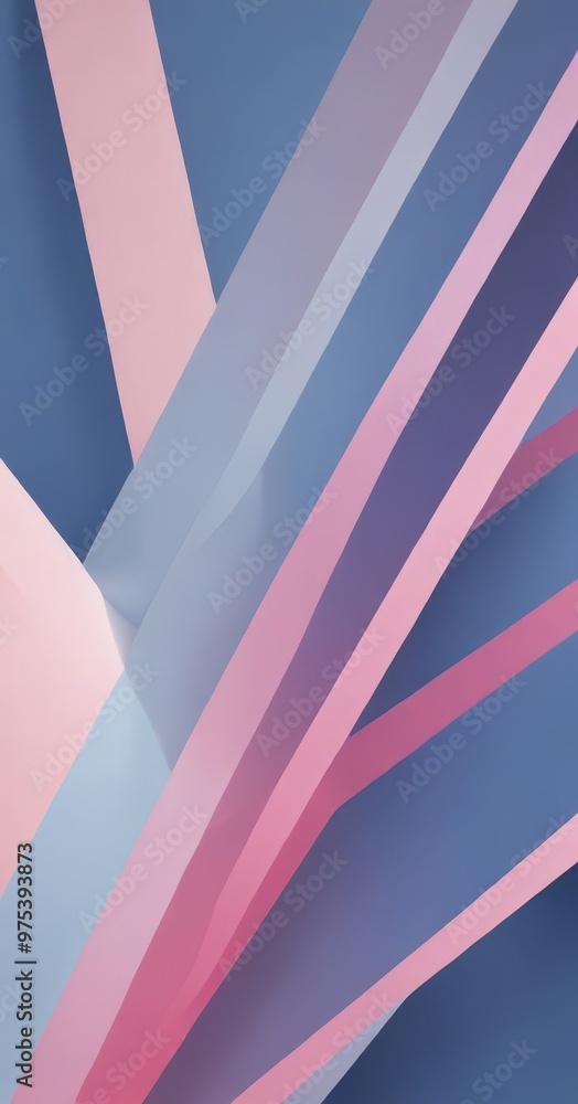 Poster a vibrant abstract composition of intersecting lines in various shades of pink, blue, and purple, creating a dynamic and visually striking pattern.