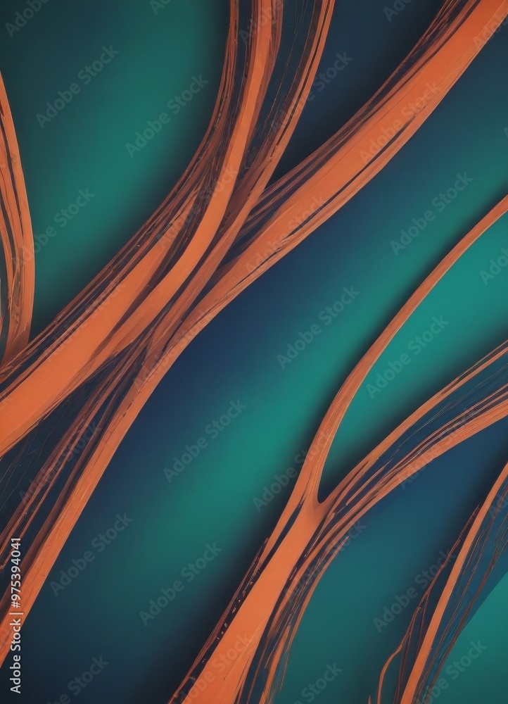 Poster a striking abstract composition of intersecting orange and blue lines, creating a dynamic and visual