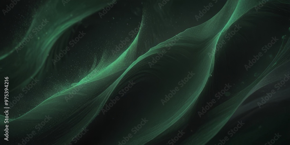 Aufkleber a close-up view of a green, swirling pattern that appears to be made of particles or lines, creating