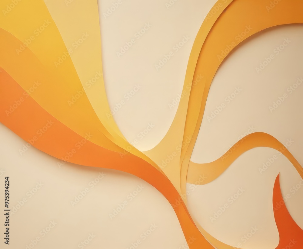 Poster a vibrant abstract composition of overlapping orange and yellow curved lines, creating a dynamic and