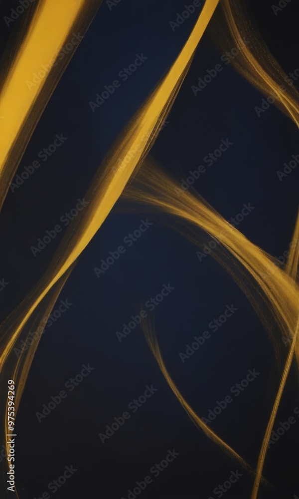 Poster abstract, swirling lines and shapes in shades of yellow and black, creating a dynamic and visually s