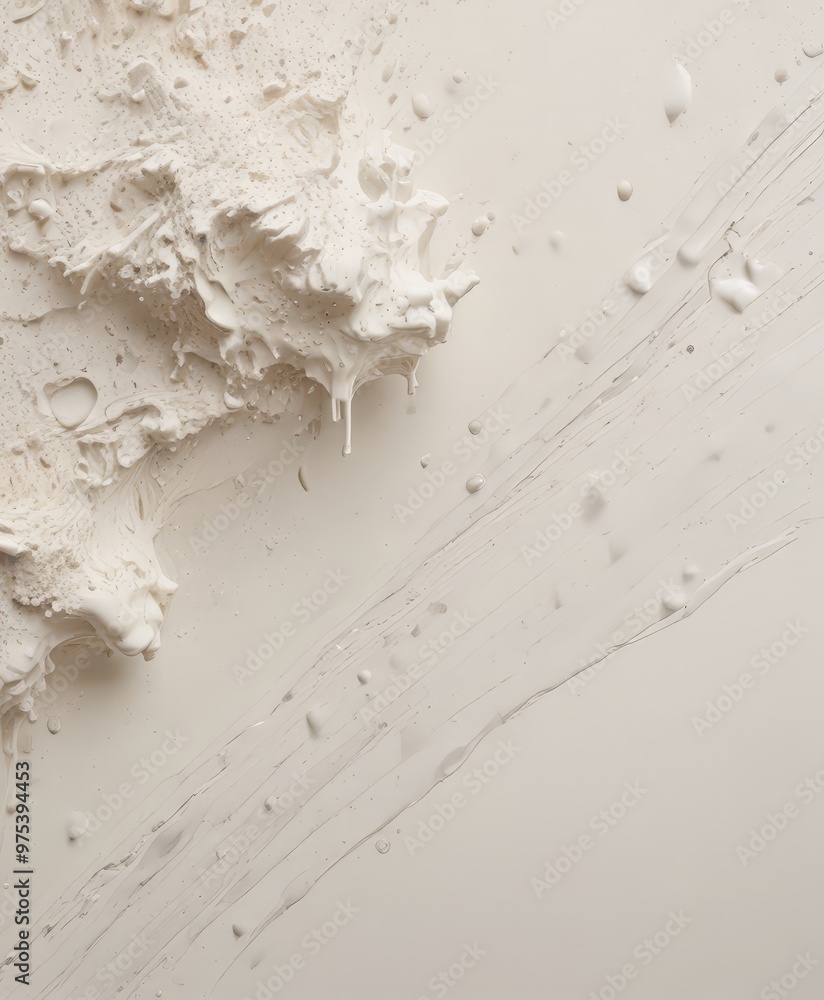 Poster a close-up view of a white substance, possibly a type of clay or plaster, with a textured and uneven