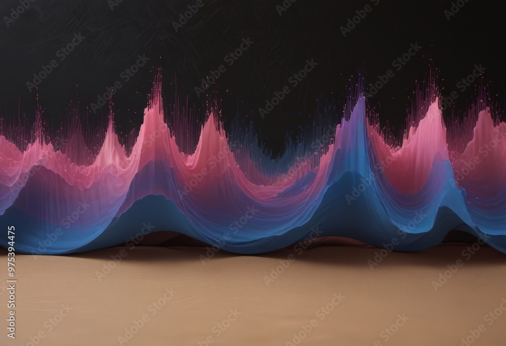 Aufkleber a wave-like pattern of pink and blue hues, with a dark background. the wave pattern is composed of m
