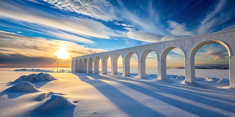 white arches cast shadows on a vast serene snowy
