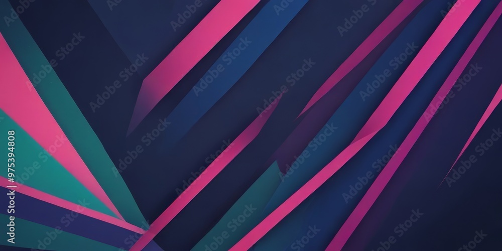 Poster a vibrant abstract composition of intersecting diagonal lines in various shades of pink, blue, and g