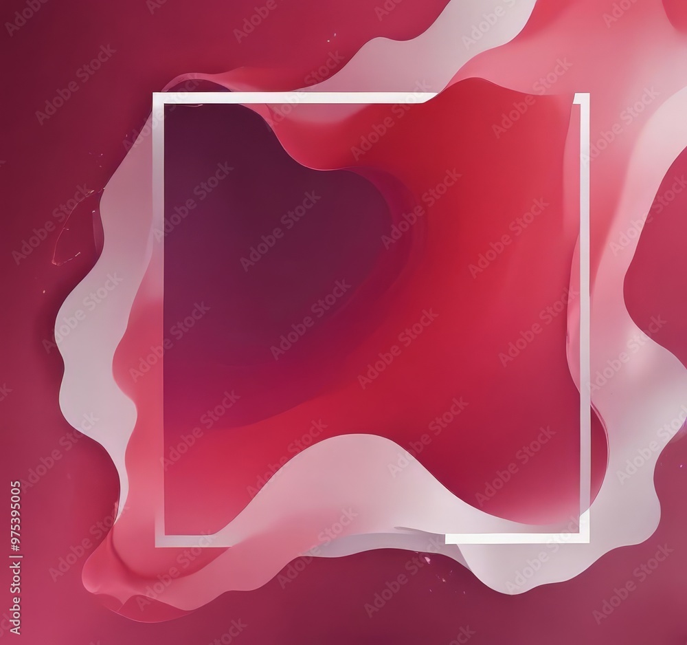 Poster a vibrant abstract composition with a white square frame set against a gradient background transitio