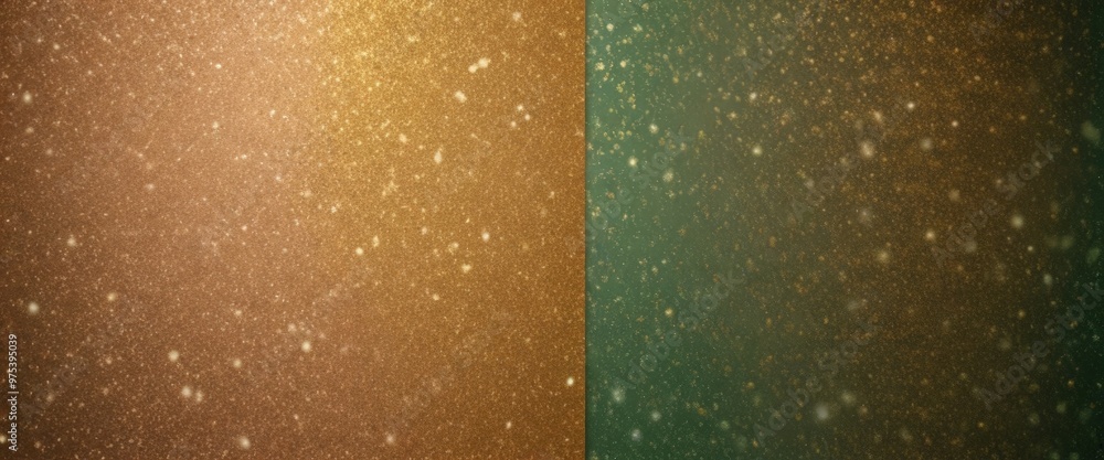 Poster two overlapping sections of a textured surface, one in a warm brown color and the other in a cool gr