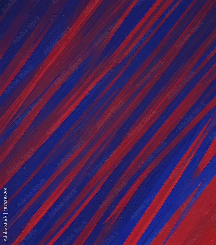 Poster a diagonal pattern of vertical lines in varying shades of red and blue, creating a dynamic and visua