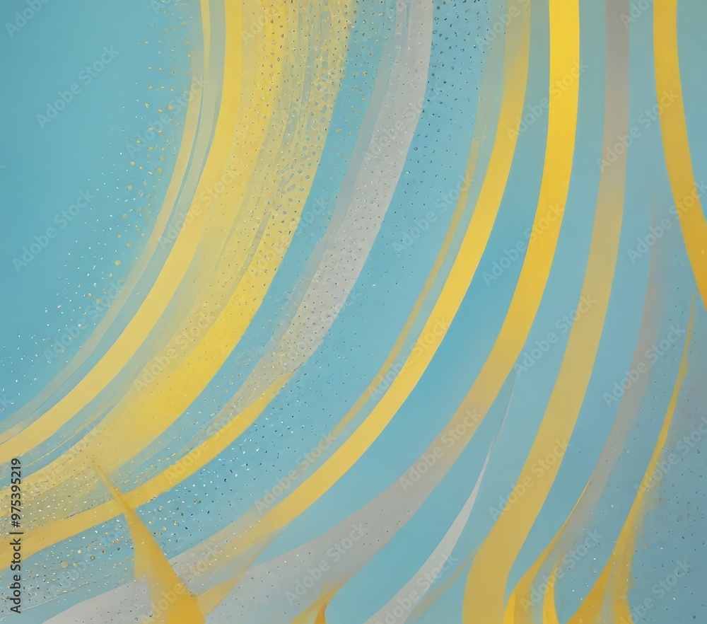 Poster a vibrant abstract composition with yellow and blue hues, creating a dynamic and energetic visual ef