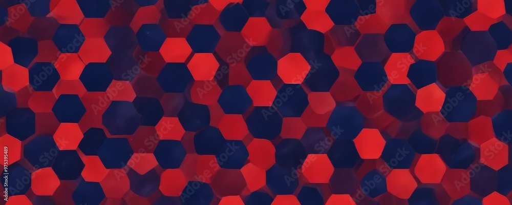 Aufkleber a pattern of red and blue hexagonal shapes, creating a visually striking and abstract design.