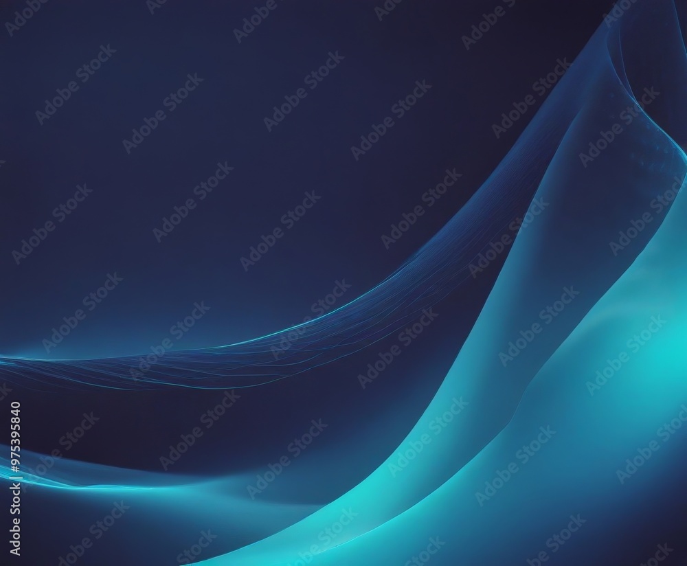Poster a dark blue gradient background with a wave-like pattern of blue and white lines, creating a sense o