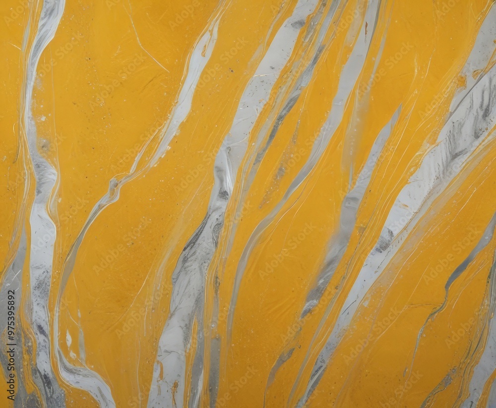 Aufkleber a close-up view of a textured surface with a striking pattern of yellow and white lines and swirls, 