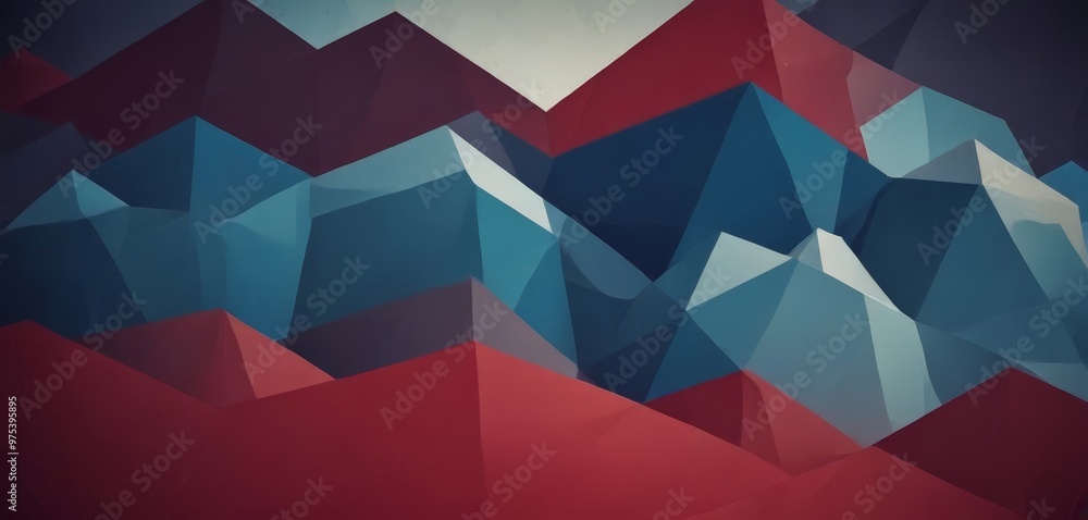 Poster the image presents a geometric abstract composition of intersecting lines and shapes, predominantly 