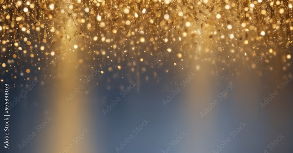 Poster a gradient background transitioning from a deep blue at the bottom to a lighter gold at the top, wit