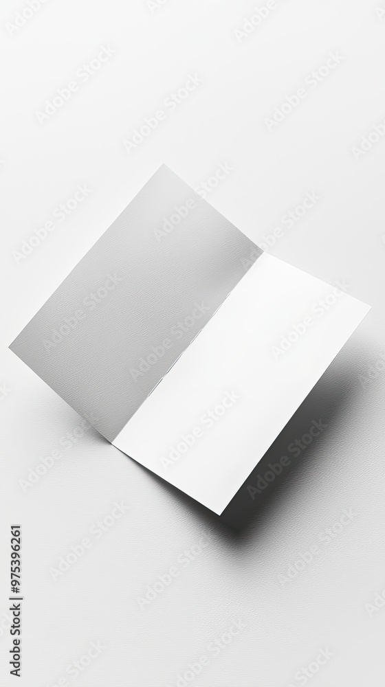 Poster a clean and minimalistic tri fold brochure mockup is displayed, showcasing an open layout with blank