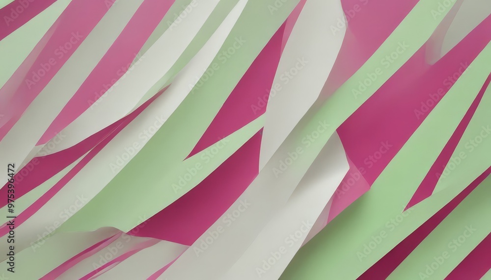 Poster a close-up view of a pattern of intersecting diagonal lines in various shades of pink and green, cre