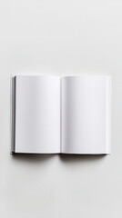 A blank open magazine with empty pages invites creativity and imagination, perfect for jotting down thoughts or sketches