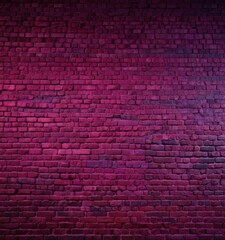 A brick wall with a gradient of pink to purple hues, illuminated by a purple light.