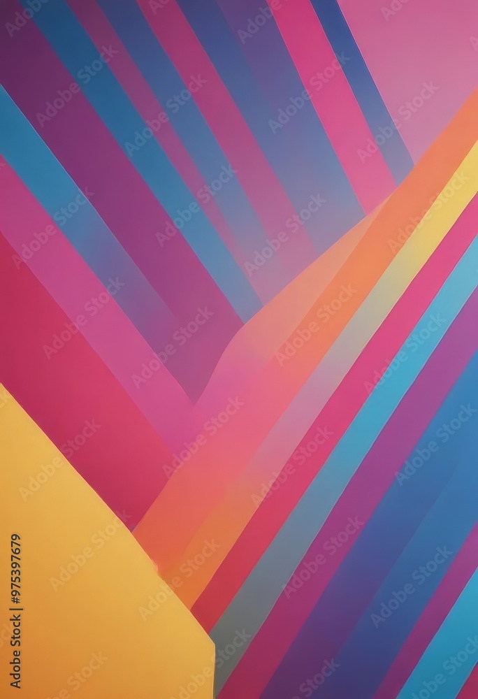 Poster a vibrant abstract composition of intersecting diagonal lines in various colors, including pink, blu