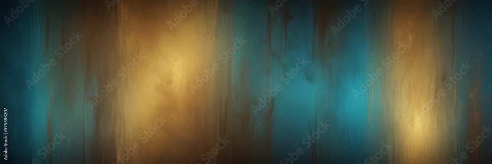 Poster a textured background with vertical stripes in various shades of blue and gold, creating a dynamic a