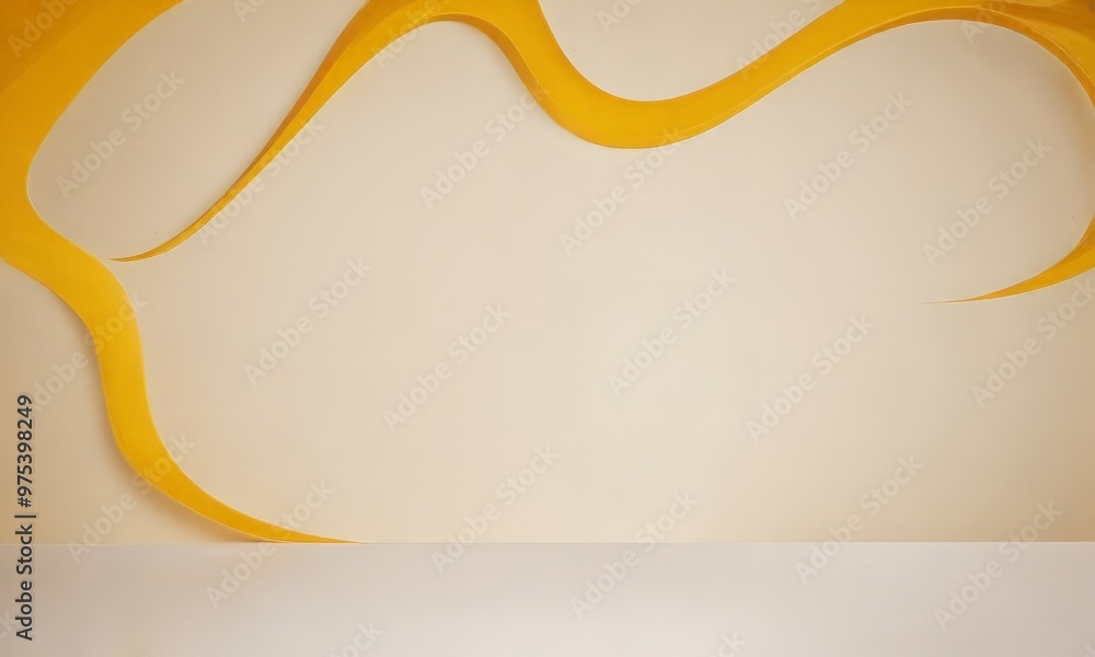 Poster a minimalist design with a white background and a curved yellow line running diagonally across the f
