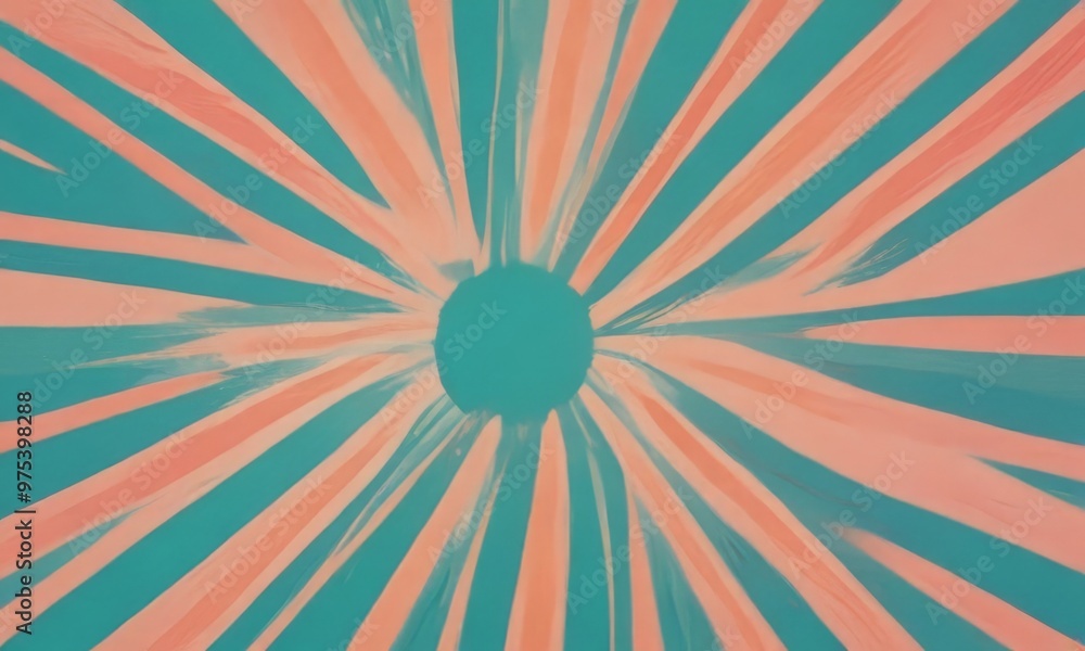 Poster a vibrant abstract composition of overlapping radial lines in shades of blue and orange, creating a 