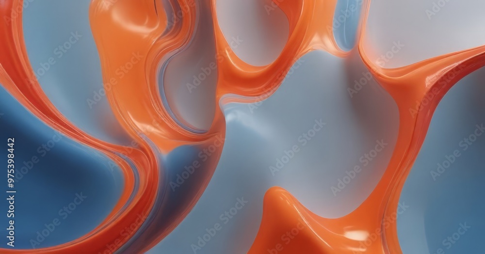 Aufkleber a vibrant abstract composition of orange and blue hues, with the orange appearing to flow and merge 