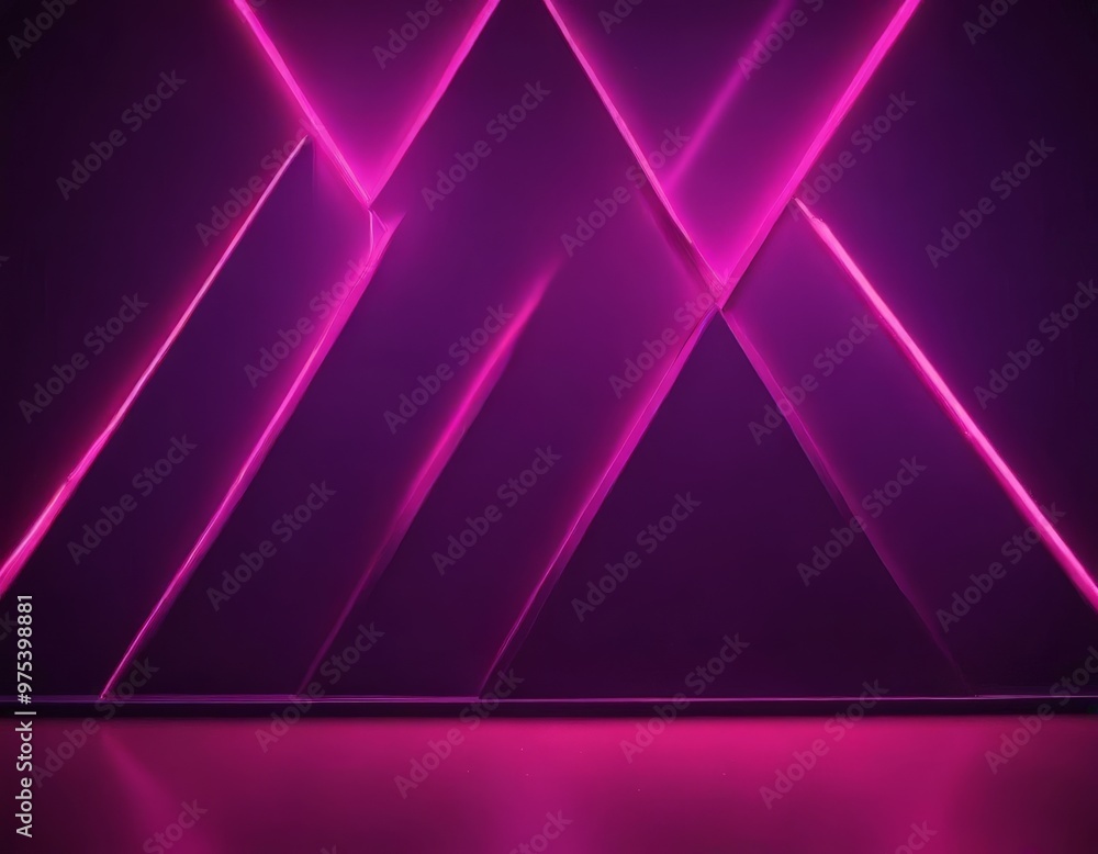 Poster a striking purple and pink abstract background with diagonal lines and a reflective surface at the b
