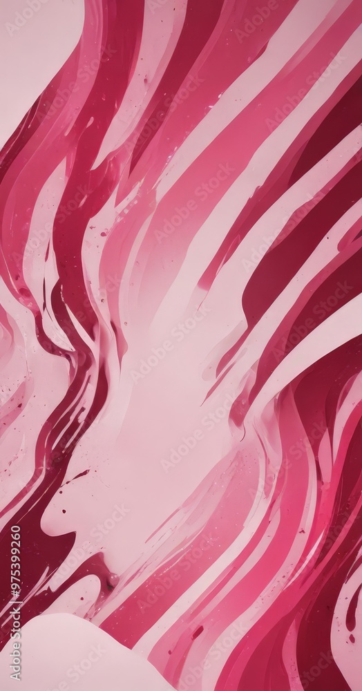 Poster a vibrant abstract pattern with bold, curved lines in shades of pink and red, creating a dynamic and