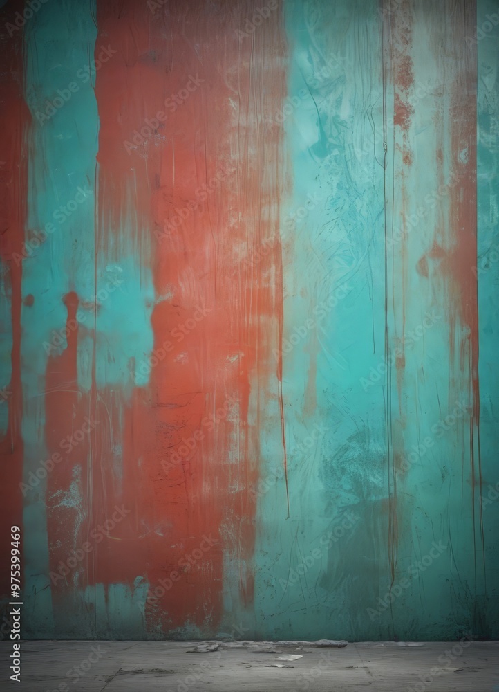Aufkleber a textured wall with vertical stripes in red and blue paint, creating a vibrant and dynamic visual e