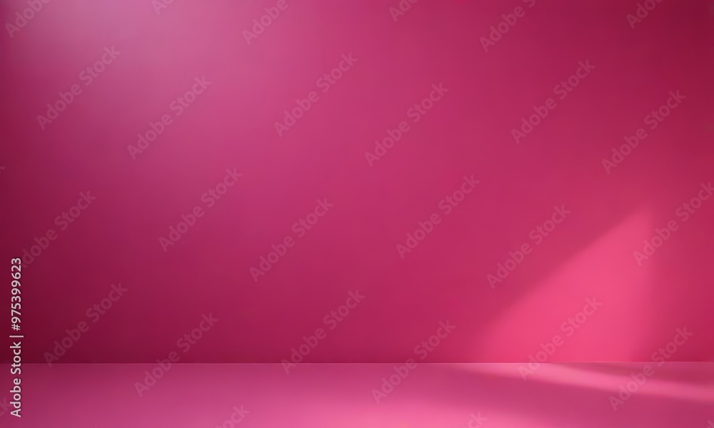 Poster a pink wall with a shadow cast on it, creating a sense of depth and three-dimensionality.