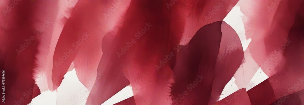 Poster abstract image featuring bold, overlapping brushstrokes in shades of red and pink, creating a dynami