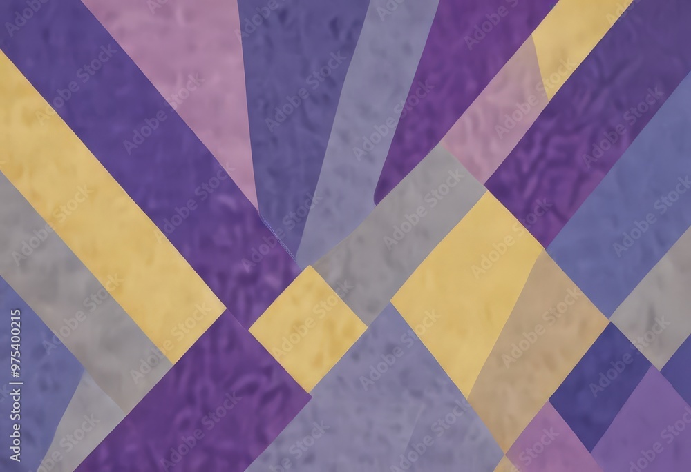 Poster a vibrant abstract composition of intersecting diagonal lines in various shades of purple, yellow, a