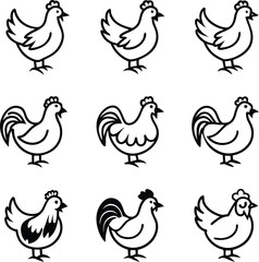 Graceful Hens Minimalist Drawings