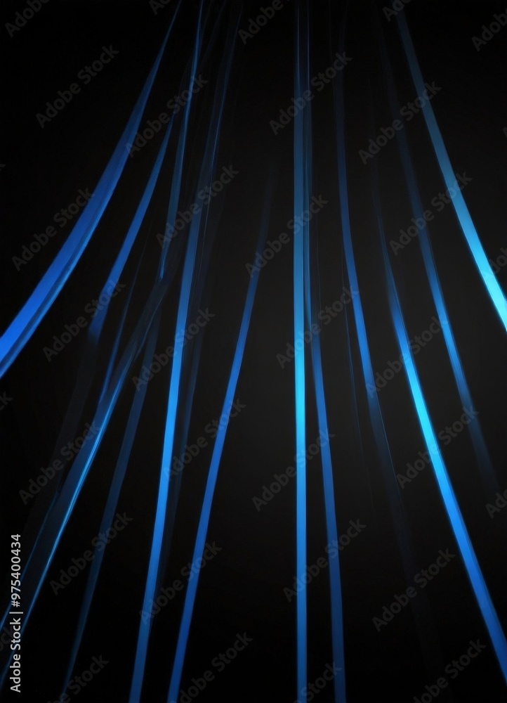 Poster a dark background with a series of blue lines that appear to be radiating outwards from the center, 