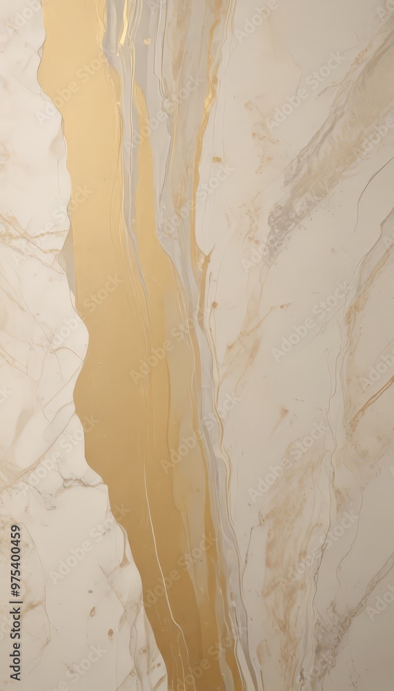 Poster a marble wall with a vertical gold stripe running through it, creating a striking contrast between t