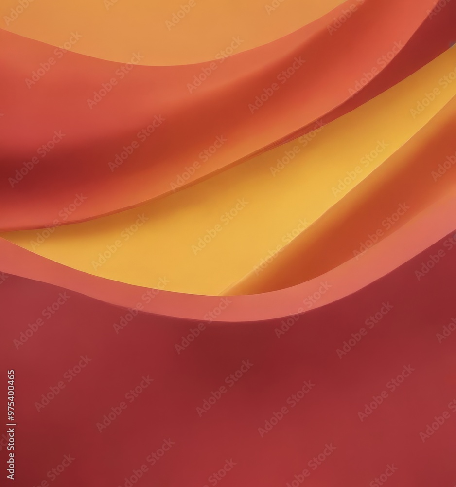Poster a vibrant abstract composition of overlapping curved lines in warm hues of red and orange, creating 