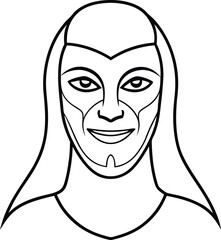 Unique Mask Symbols Artistic Line Art