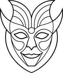 Unique Mask Symbols Artistic Line Art