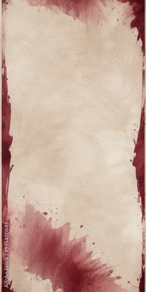 Poster a textured, aged paper surface with a red, splattered paint effect on the right side, creating a vin