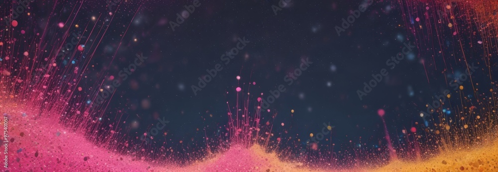 Aufkleber a vibrant abstract composition of colorful particles or specks, with a dark background that creates 